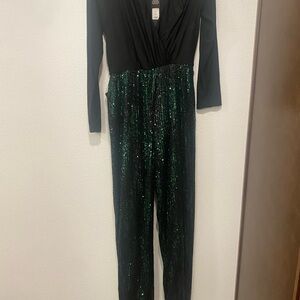 Fashion Nova Black and Green Glamorous Jumpsuit